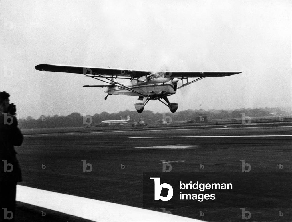A Beagle Auster Terrier two / three seat trainer-tourer aircraft with a de Havilland Gipsy Major piston engine. The aircraft is seen here at the 22nd Farnborough Show, the biggest to date. 4th September 1961.