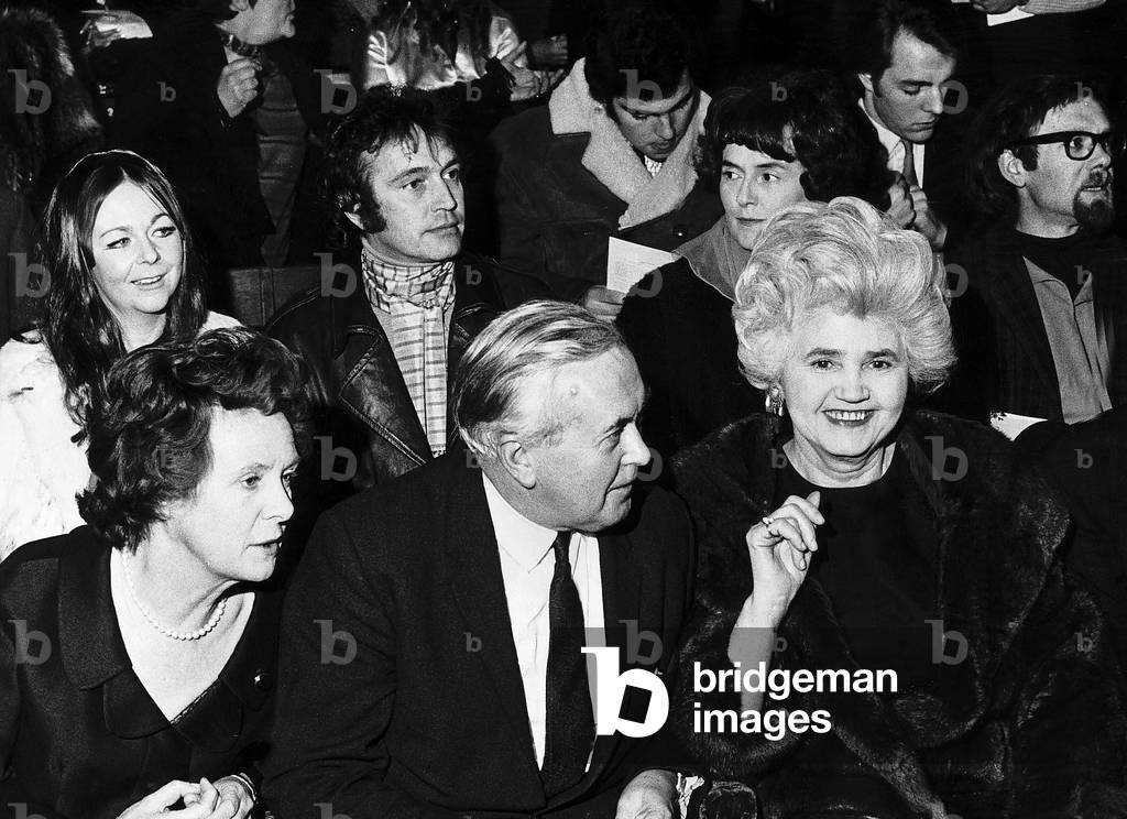Harold Wilson the Prime Minister at the performance of Hamlet with his wife Mary (L), 1969