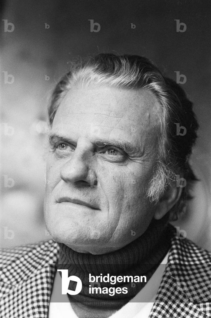Evangelist Billy Graham in Oxford. 31st January 1980 (b/w photo)