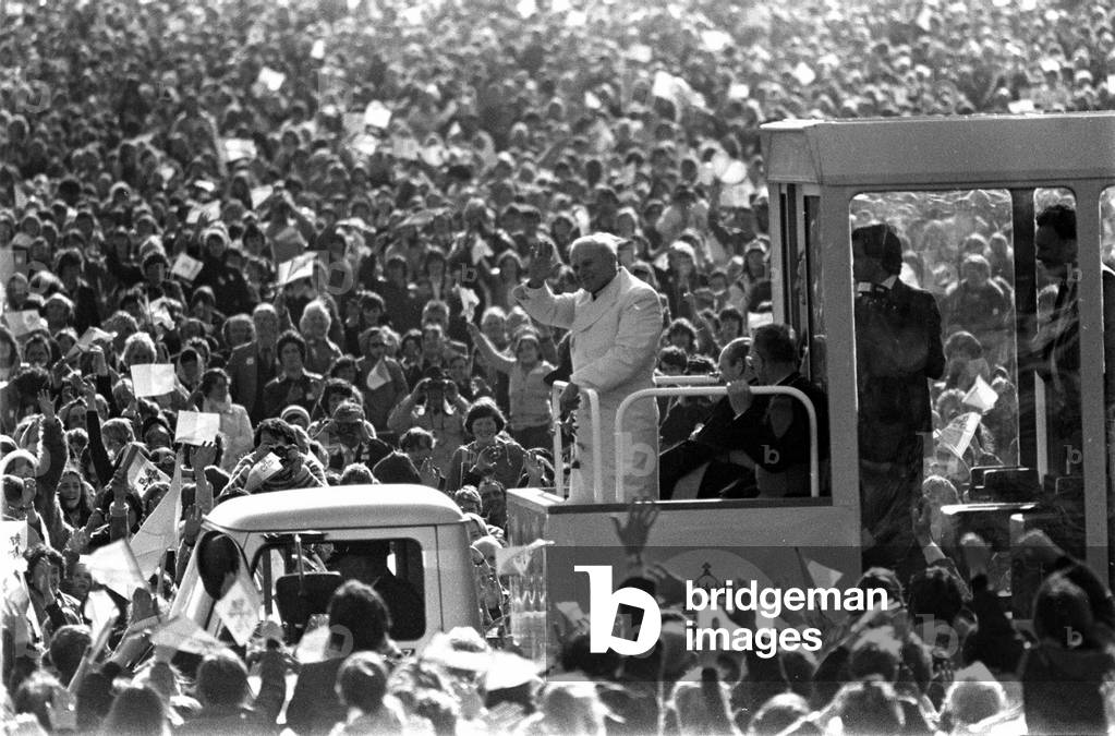 Pope John Paul II in Ireland, October 1979 (b/w photo)