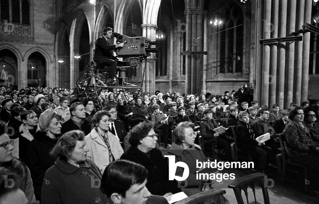 Th scene inside Leamington's All Saints Parish Church where the BBC have set up cameras for the rehearsal for 