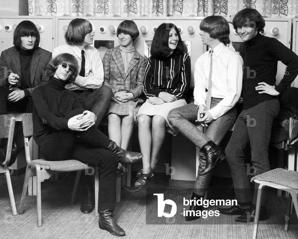The Byrds at Fairfield Hall in Croydon, South London, 18th August 1965 (b/w photo)