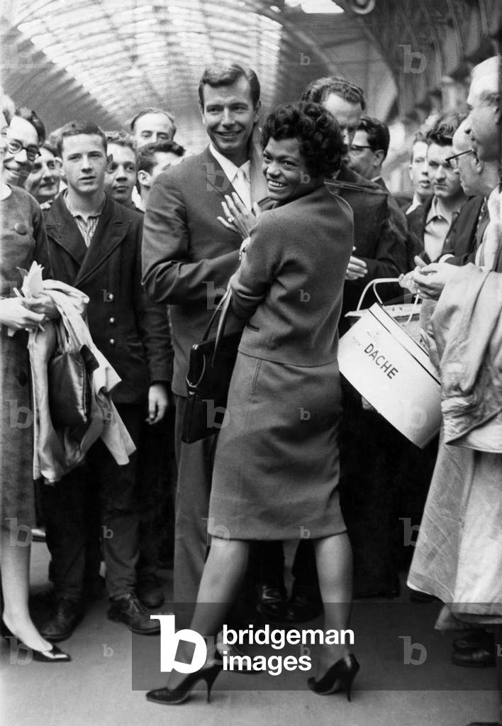 Eartha Kitt and husband Bill McDonald. August 1960