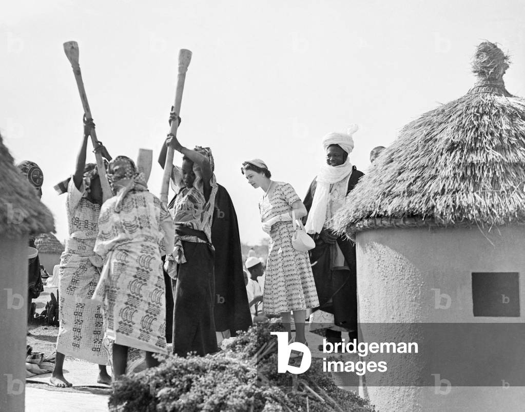 Queen Elizabeth II pictured on her tour of Nigeria, 1956