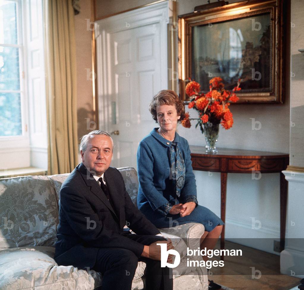 Harold Wilson former Labour Prime Minister and wife Mary at number ten Downing Street, c.1967 (photo)
