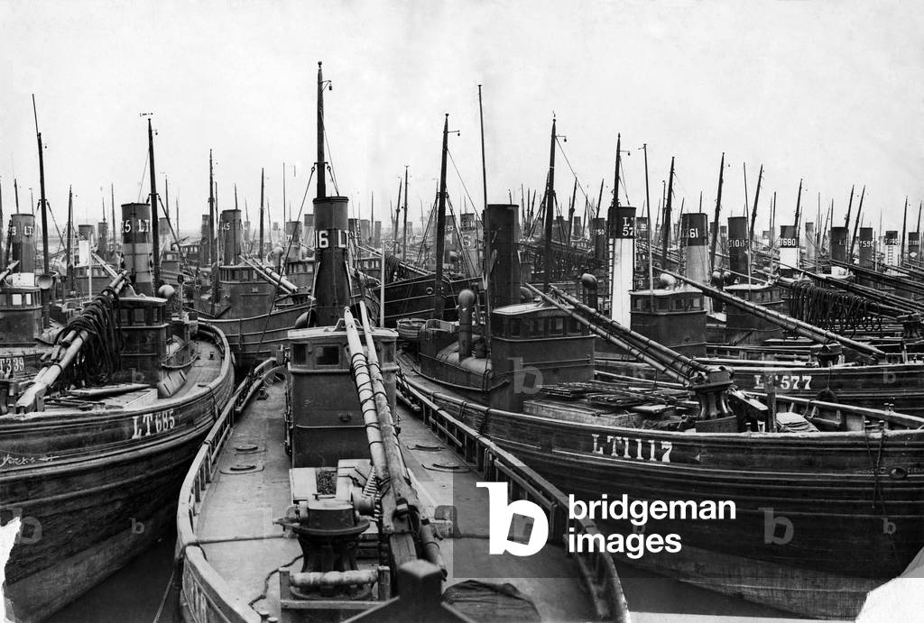 Drifters seen here in the harbour at Lowestoft, Suffolk. 
March 1933