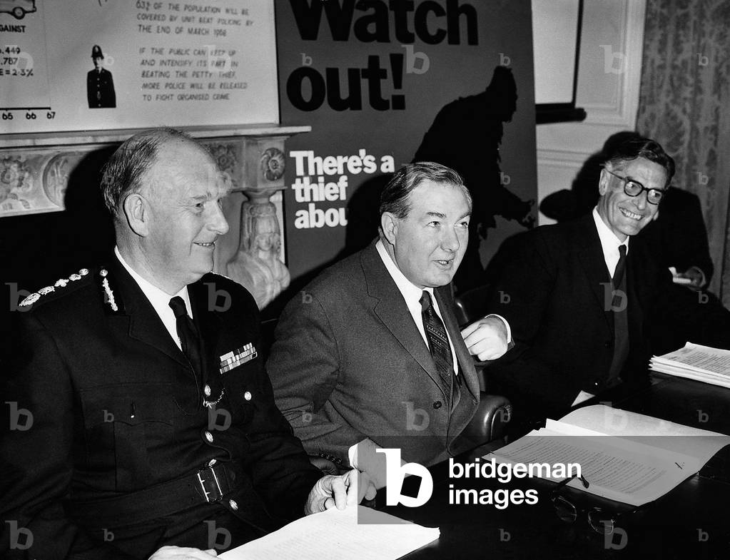 James Callaghan Home Secretary at a press conference to launch the third national campaign to alert the public on how to help the police 1968
