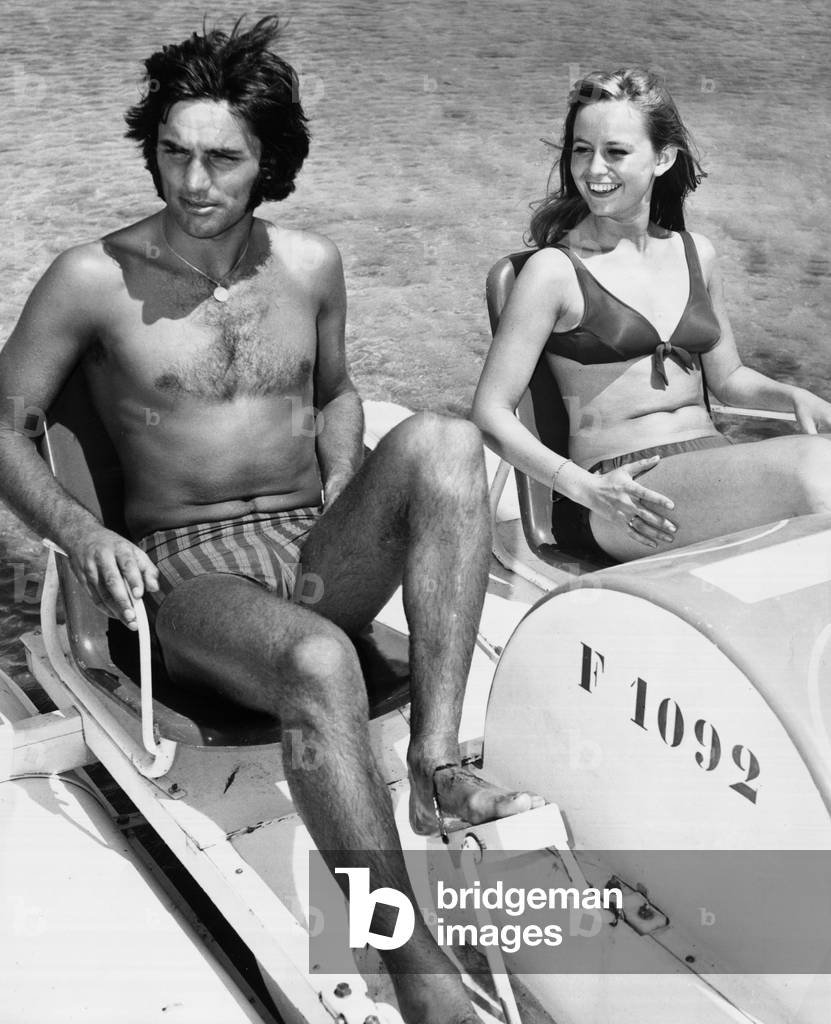George Best sharing his champagne life style with actress Susan George in Palma Nova Majorca June 1969George and Susan seen here on a paddle boat (photo)