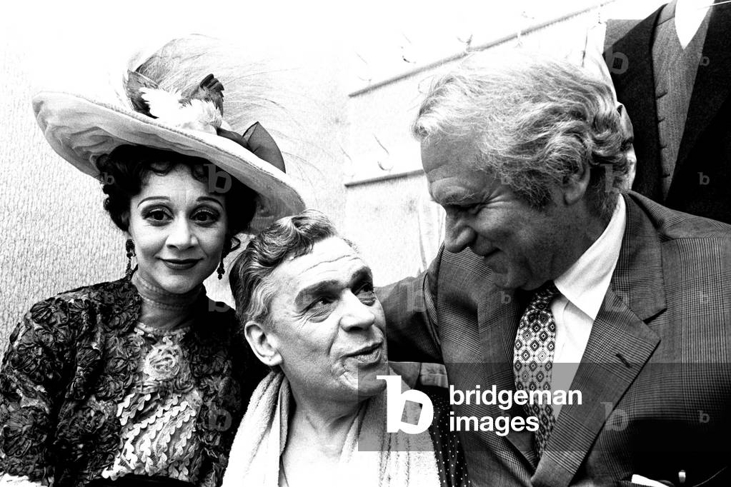 Lord Olivier came to watch his wife, Joan Plowright, star with Paul Schofield (centre), in the play The Rules Of The Game at the Theatre Royal in Newcastle on June 7th, 1971