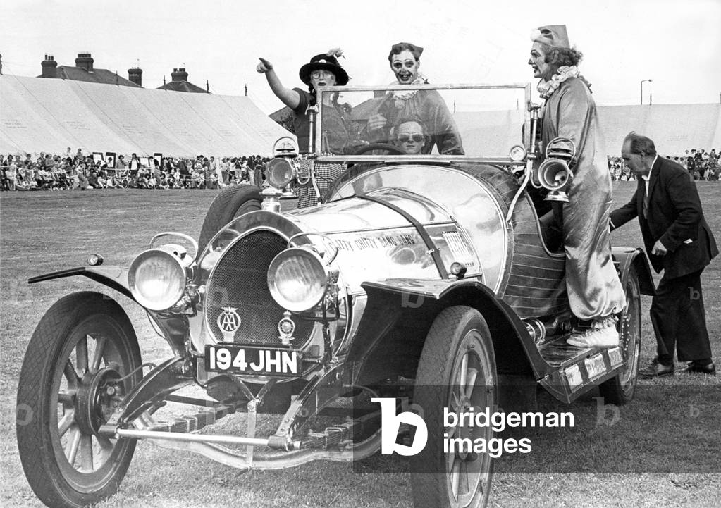 One of the star attractions at this fair in Sunderland was the Chitty Chitty Bang Bang car carrying an assortment of clowns, 1979
