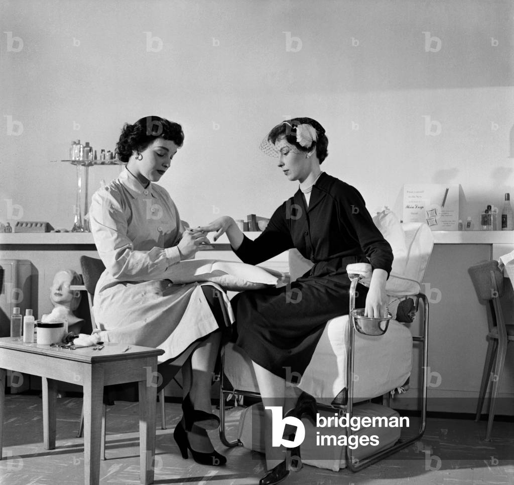 Actress Colette Wilde loves having her nails manicure. April 1952 D1780