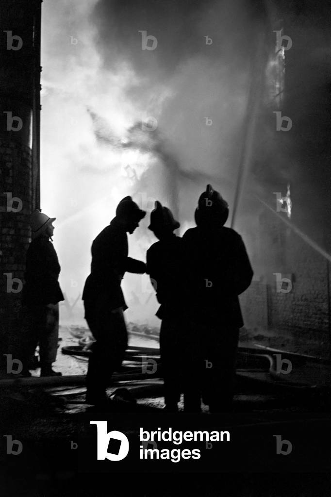Ardwich Factory Fire: The scene at the height of the blaze at Garson and Co. in Beckett Street, Ardwick, last night. December 1969
