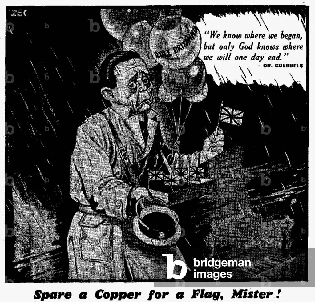 Spare a Copper for a Flag, Mister!, 25th October 1939 (b/w photo)