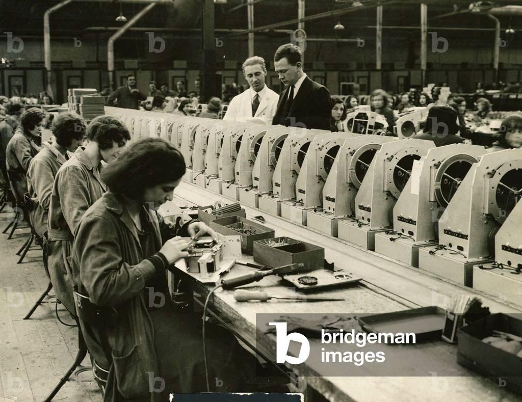 Ecco Wireless Manufactures at work at their desks on the production line, 1932 (b/w photo)
