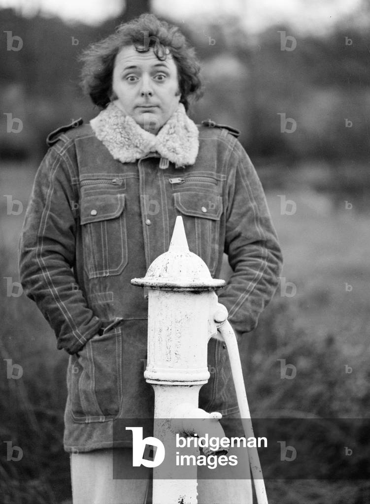 Jasper Carrott, comedian, actor, television presenter and personality, pictured at home in Knowle, Warwickshire, 2nd February 1978 (b/w photo)