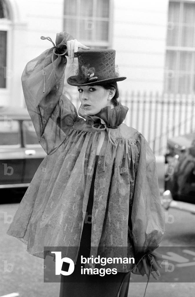 Mannequins modelling the latest London Designer Collection for London Fashion Week, April 1975 (b/w photo)
