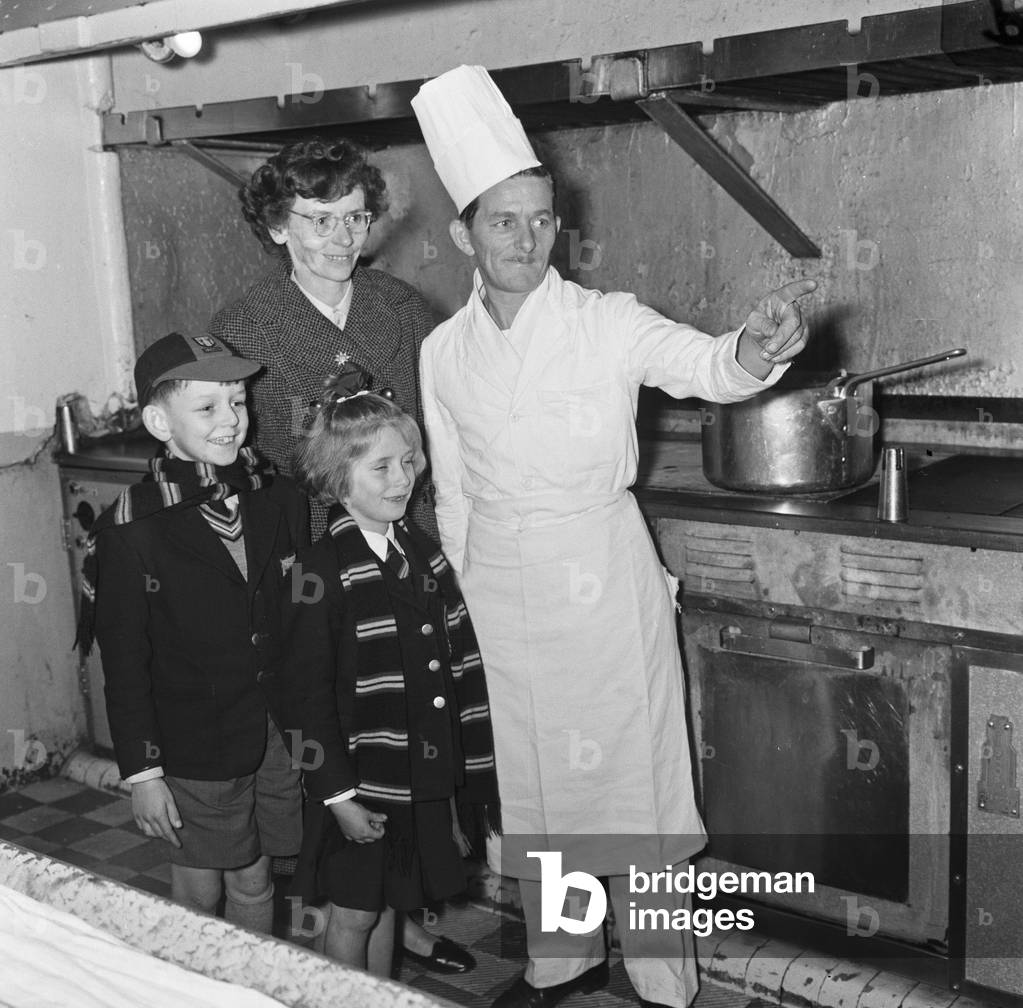 Mrs Sterry and her two children visit Mr Sterry, who works as an assistant crew cook on the 