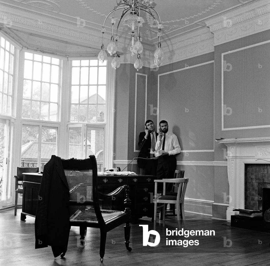 A couple of nice xany characters are Ray Galton (beard) and Alan Simpson. They do the Tony Hancock script from a sumptuous expansive office in Orme Court W.1. 27th September 1961 (b/w photo)