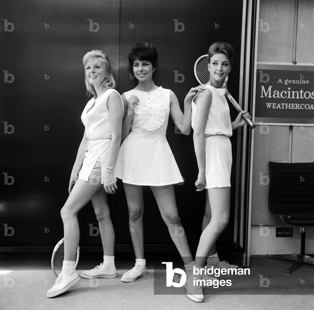 Photocall to showcase new Fred Perry designs for Wimbledon, models pictured 12th June 1963 (b/w photo)