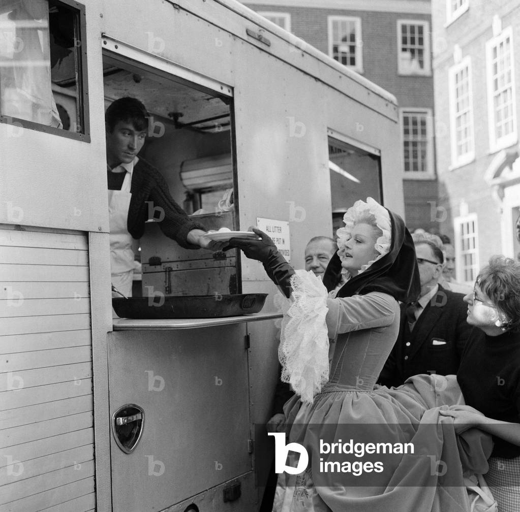 Angela Lansbury on the set of 'The Amorous Adventures of Moll Flanders'. 9th December 1964 (b/w photo)