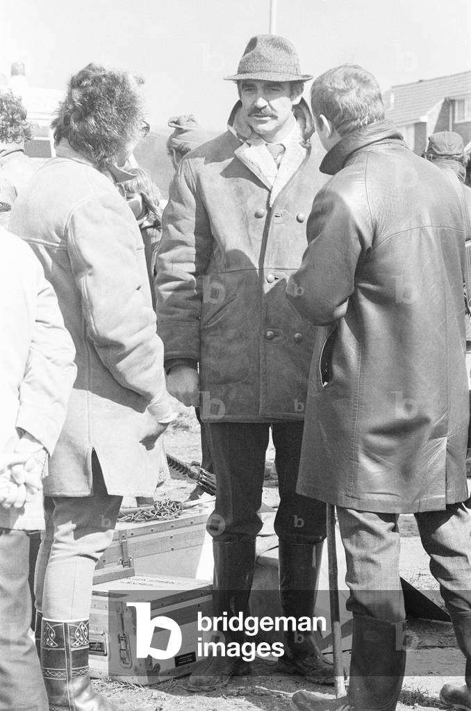Sean Connery as Detective Sergeant Johnson between takes whilst filming the movie 