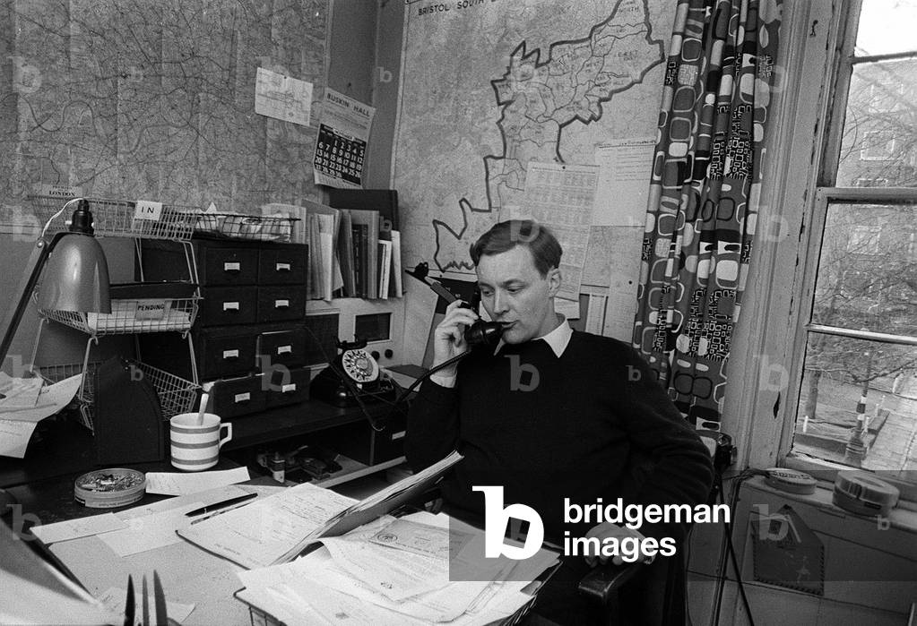 Tony Benn MP at home, 24th November 1960 (b/w photo)