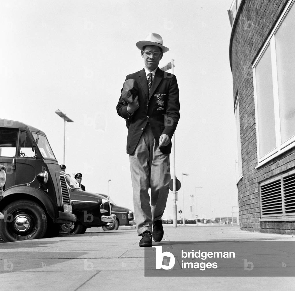 Don Thompson, British athlete, pictured on his return from the Olympic Games, 12th September 1960 (b/w photo)
