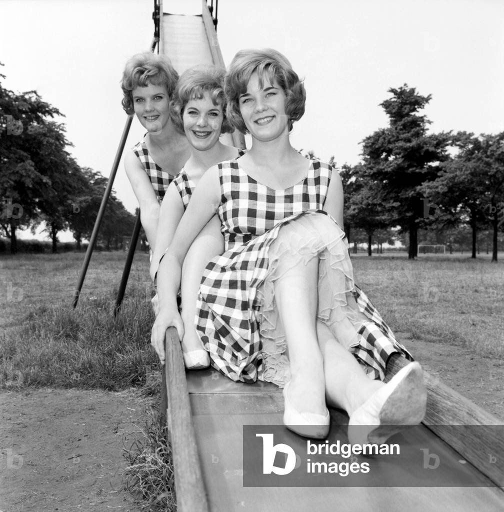 England Sisters celebrate their chart success: The Sisters from left: Hazel, 18, Julie, 19, Betty, 20, Dunderdale. June 1960