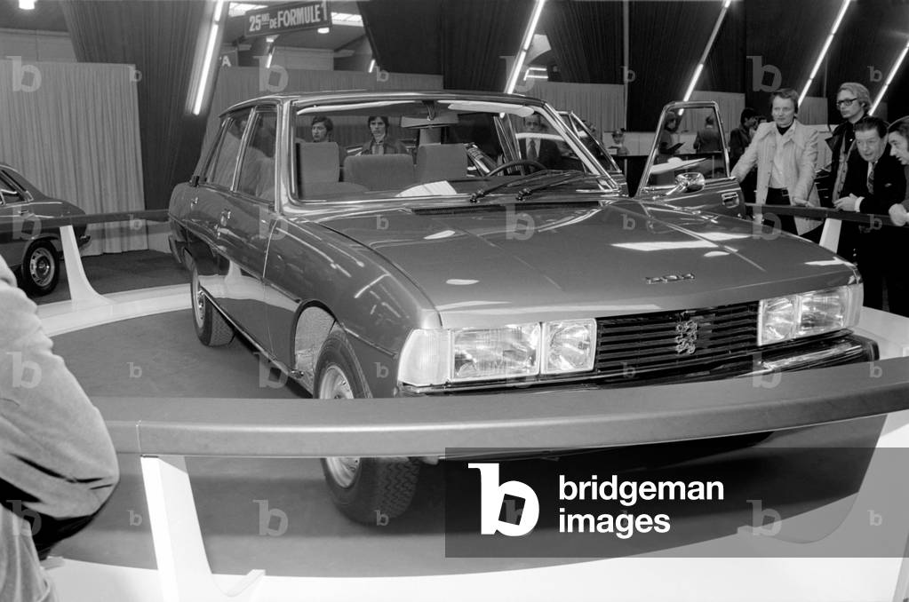 Peugeot at the Geneva Motor Show, March 1975 (b/w photo)