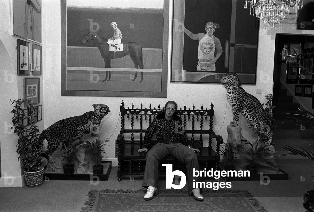 Sir Elton John in his new £50,000 mansion in Camberley, Surrey, June 1974