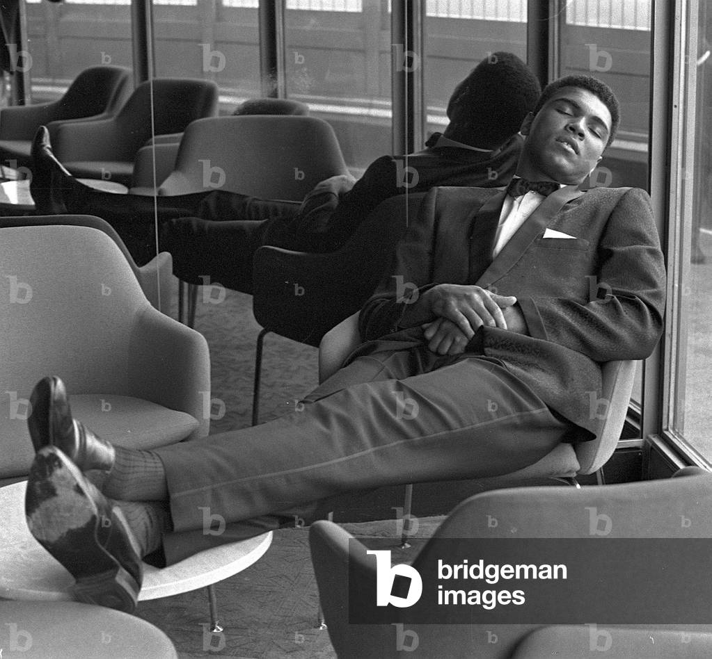Muhammad Ali at GPO Tower London, July 1966 (b/w photo)