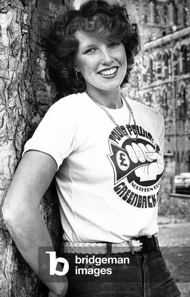 Christine Williams who is giving up her day job at the Northern Rock building Society to become rock singer Chris Cool 9 August 1979 (b/w photo)