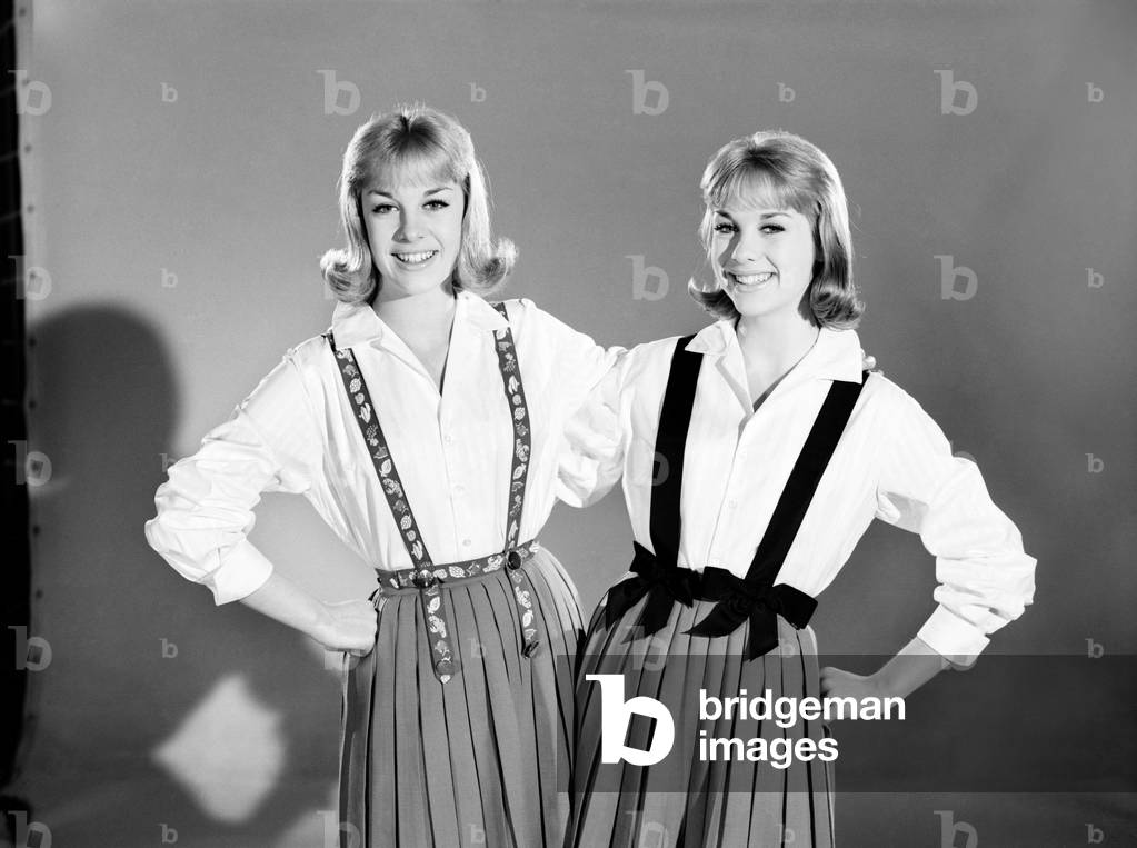 Models: Baker Twins wearing braces, July 1962 (b/w photo)