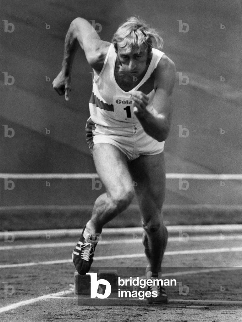 David Hemery standing off in the 400 meter race at kirkby Liverpool. July 1972