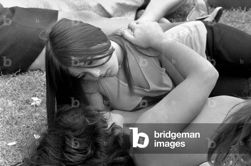Hippies: Nudism: Nudes in Hyde Park. July 1970
