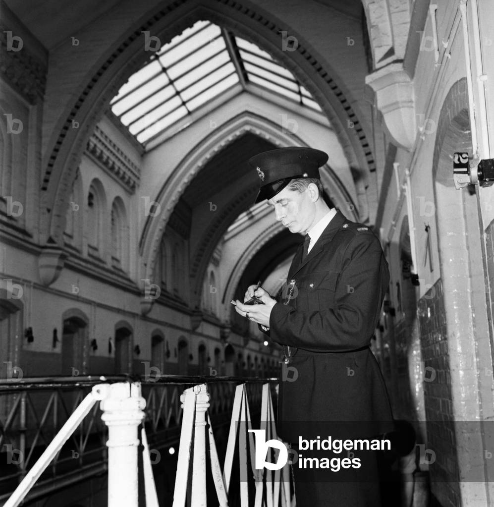 Crime Prisons: Prison Officer John Gaynor at work in Strangeways Jail, Manchester. November 1969
