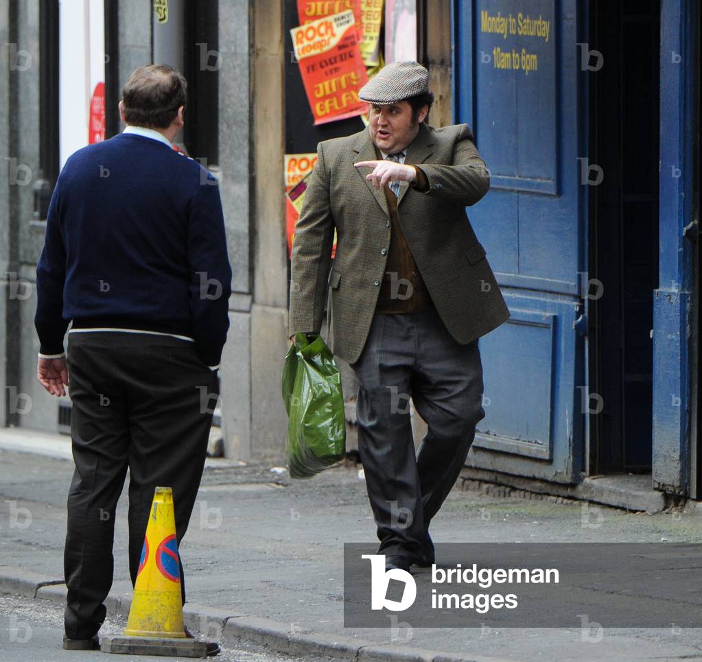 Peter Kay spotted filming in the Northern Quarter in Manchester city centre on March 05, 2015 in Manchester, England