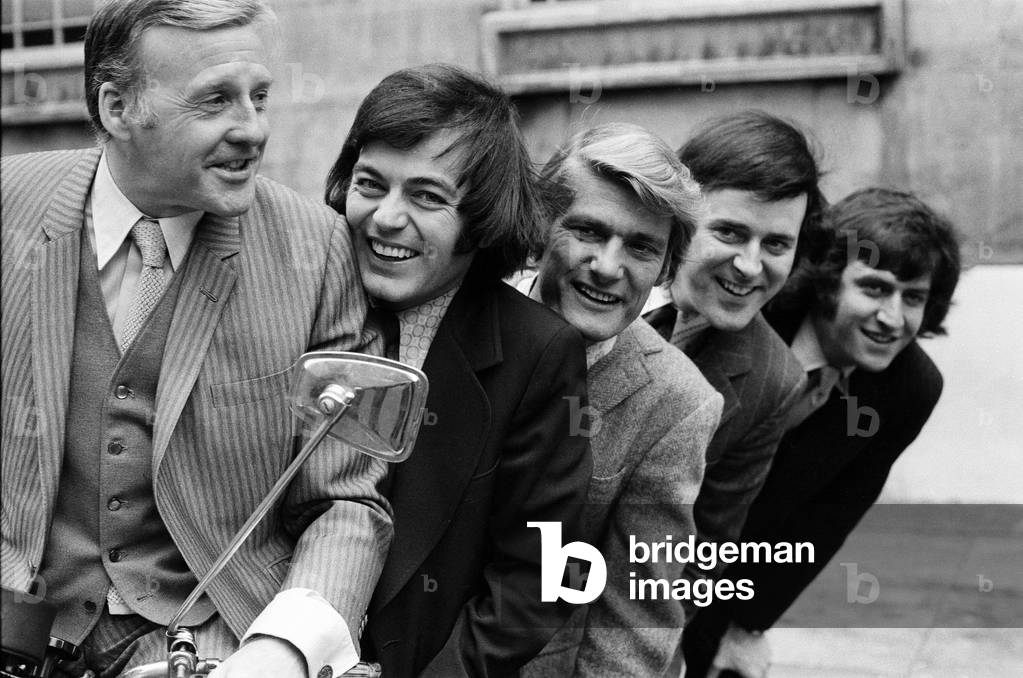 DJs celebrating BBC Radio's longest contract in history, December 1971