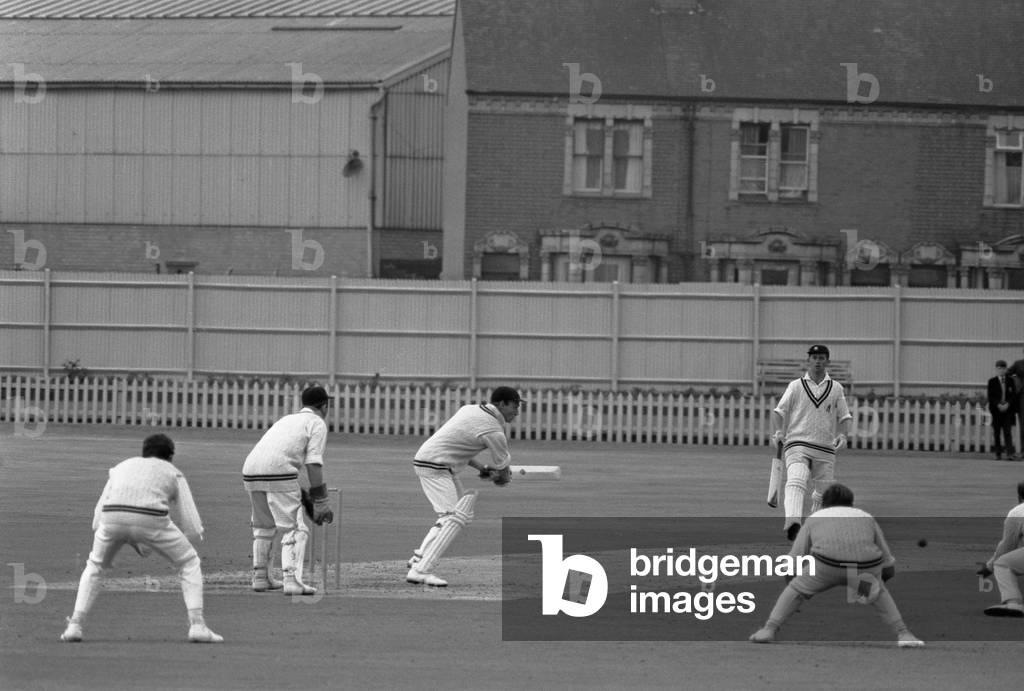 Courtaulds cricket ground, Lockhurst Lane, Foleshill, Coventry. Warwickshire CCC v Surrey CCC., match action.
16th July 1966