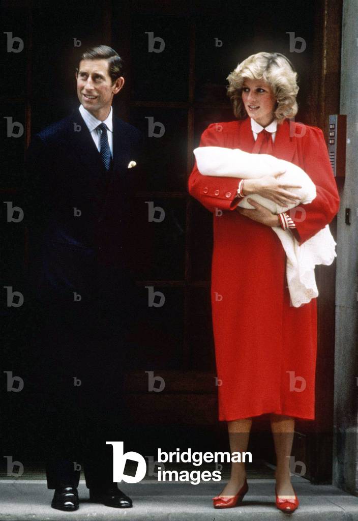Prince Charles and Princess Diana with Prince Harry after his birth 
September 1984