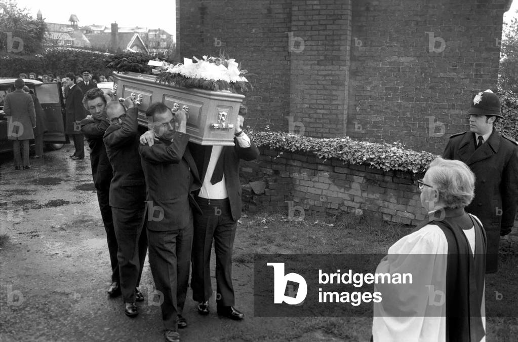 Funeral of Murdered Heiress Lesley Whittle, March 1975 (b/w photo)