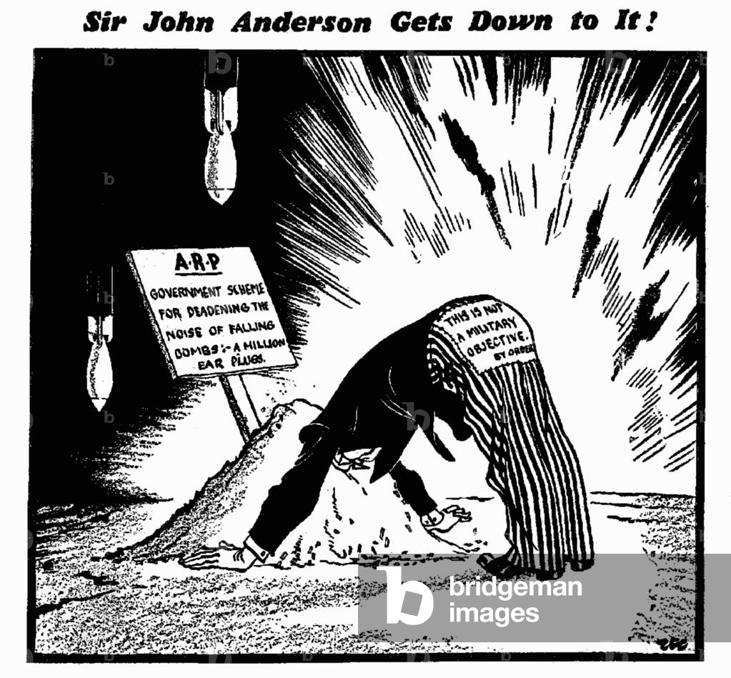 Sir John Anderson Gets Down to it! 25th September 1940 (b/w illustration)