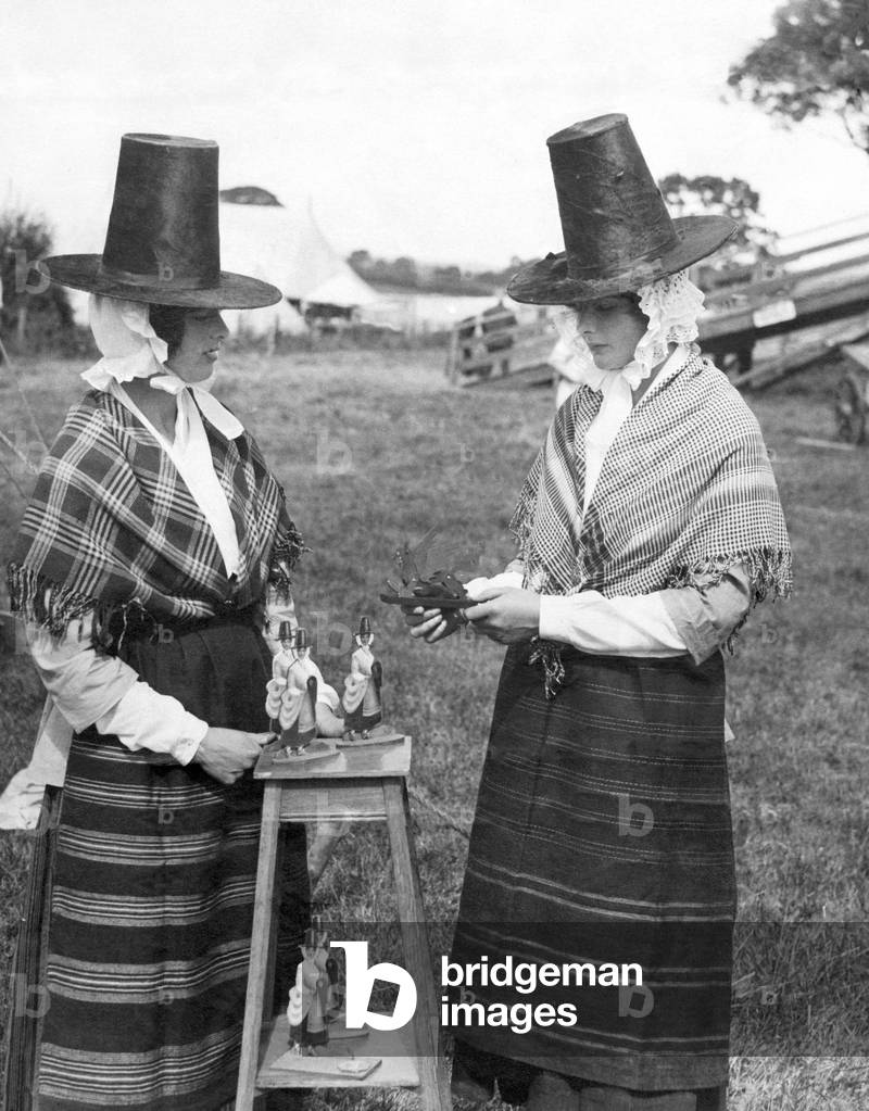 Women dressed in traditional clothing at the Eisteddfod at Mold, Flintshire. 7th August 1923.