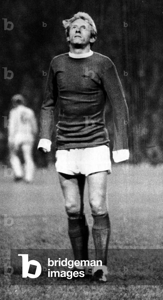 Manchester United captain Denis Law October 1967 at Old Trafford after he missed a penalty (photo)