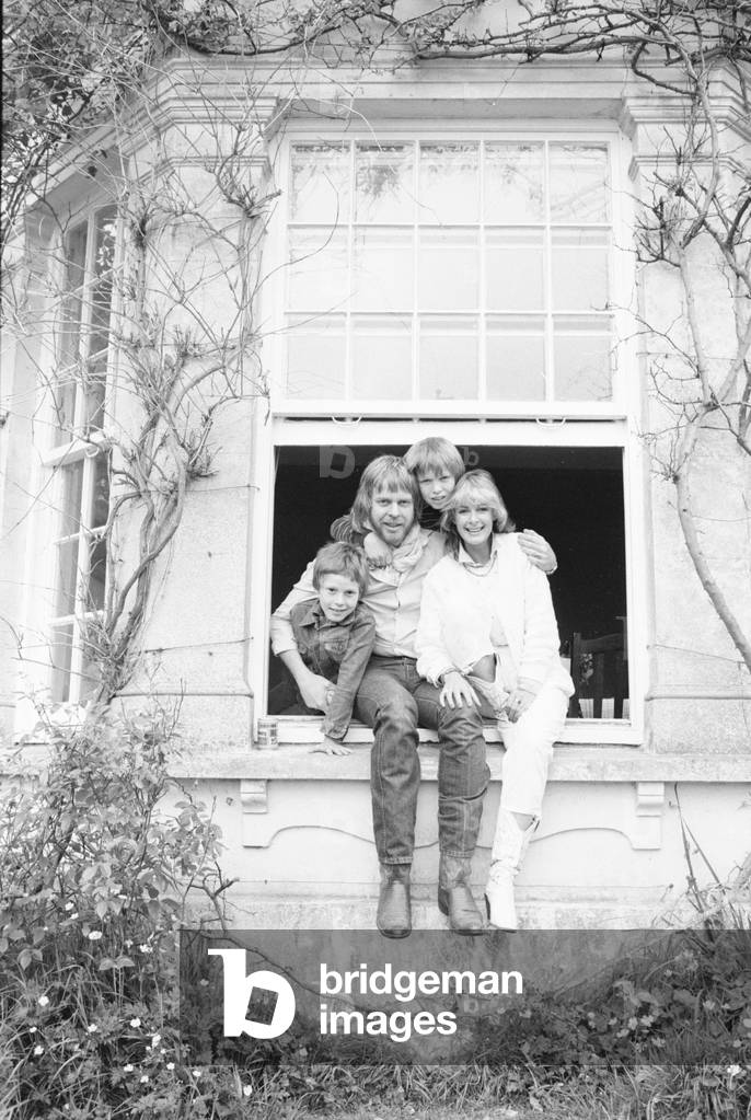 Rick Wakeman and family seen hgere at home, May 1982 (b/w photo)