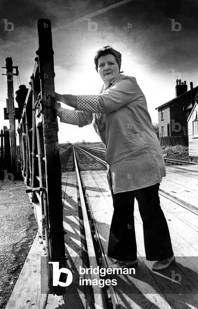 Sixty two year old grandmother Sarah Oliver at Ulgham Grange, North of Morpeth on 1st April, 1975 (b/w photo)