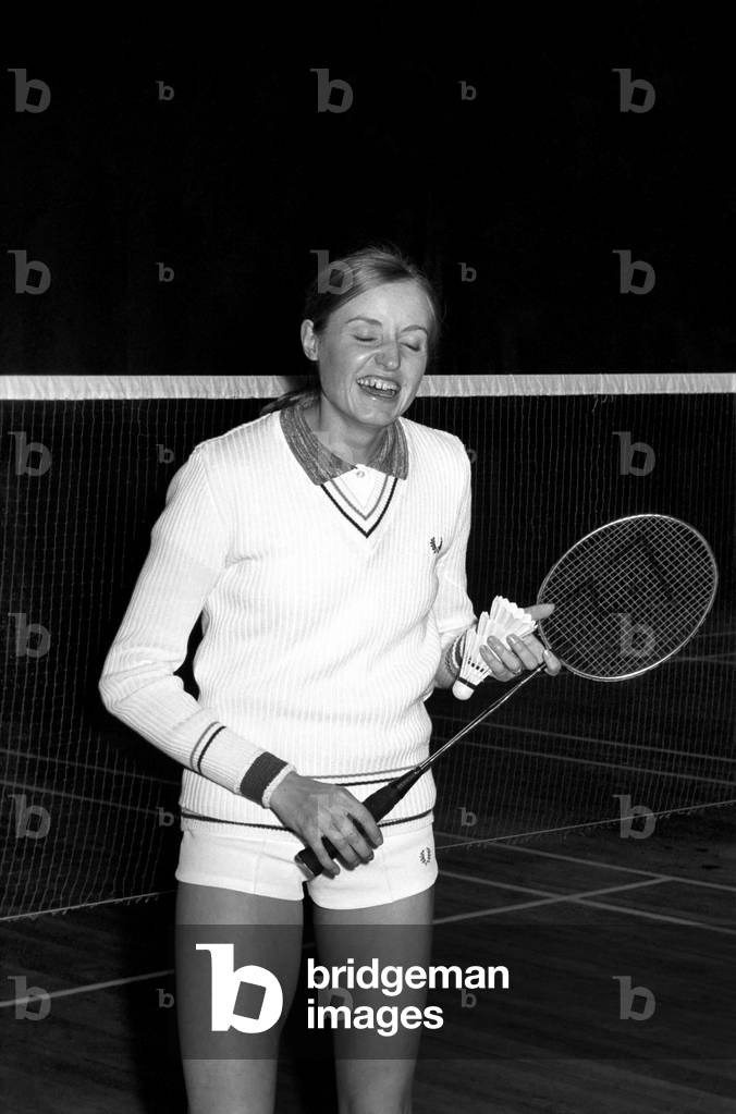 Badminton champion Gillian Gilks, March 1975 (b/w photo)