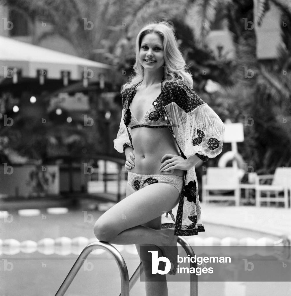 Miss South Africa (Miss World) Annaline Kriel, 10th March 1975 (b/w photo)