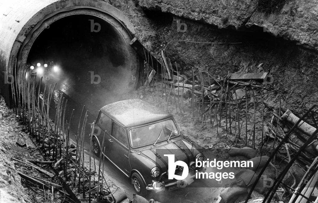 Mini's in Coventry sewers during the filming of 