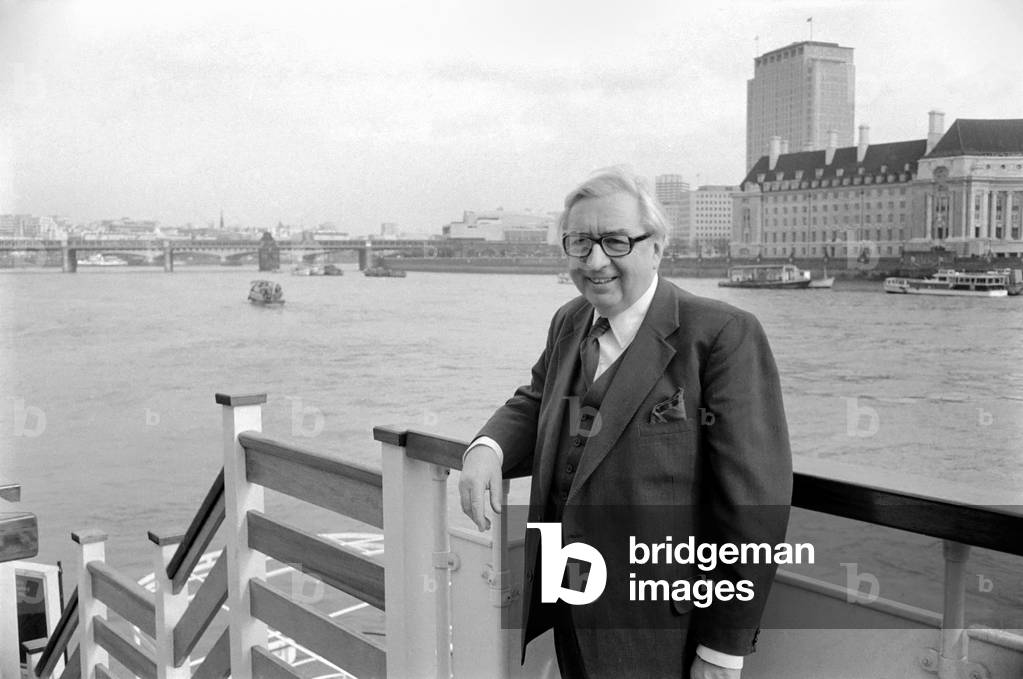 Lord George Brown seen here by the River Thames, March 1975 (b/w photo)